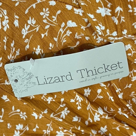 Lizard Thicket Fourteenth and 9th nwt mustard floral rayon dress - Picture 3 of 8
